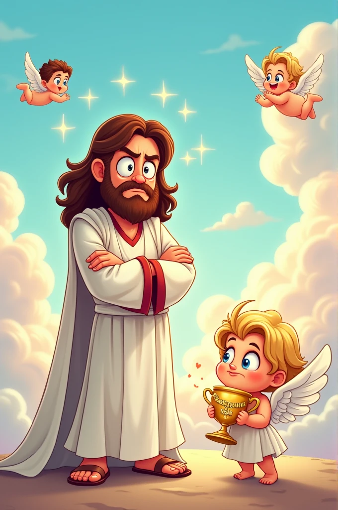 A cartoon image of Jesus being jealous