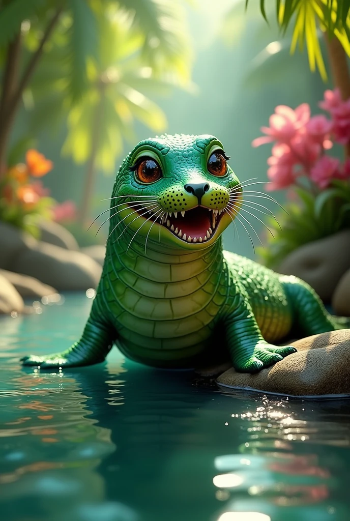 Seal and crocodile fused together
