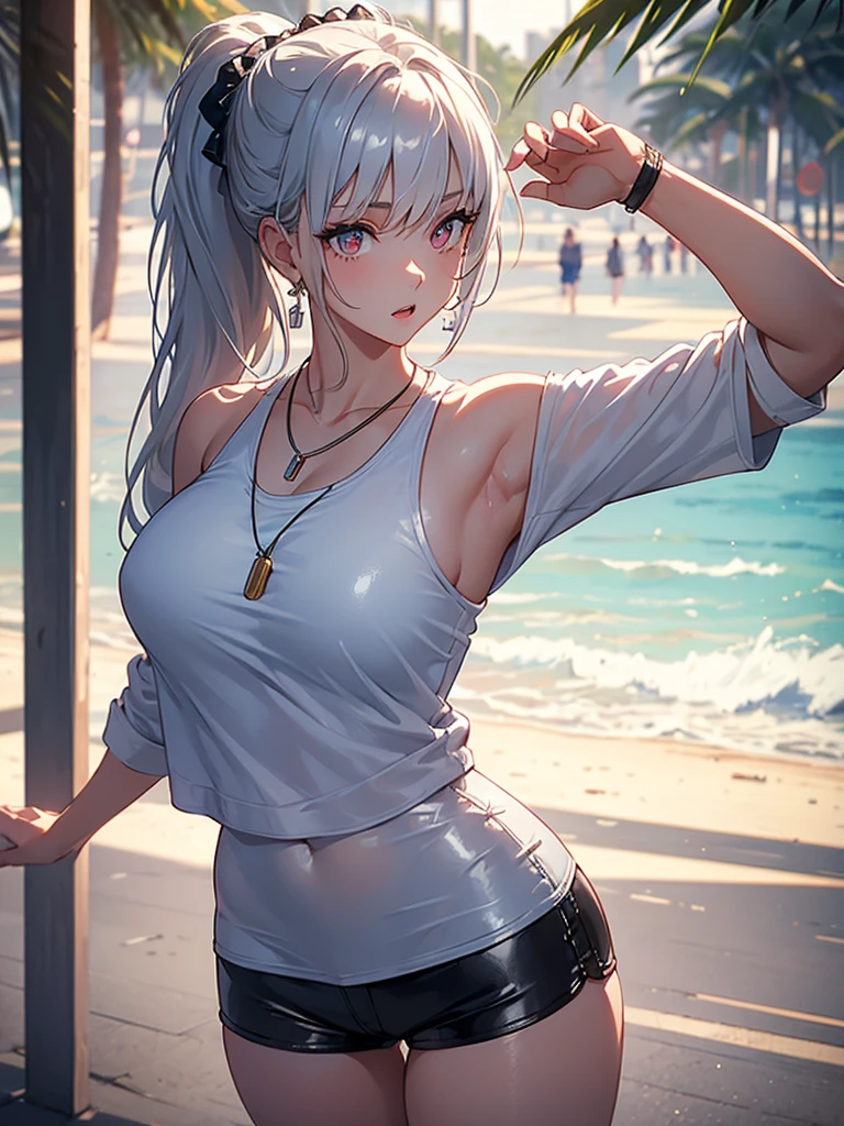 score_9,score_8_up,score_7_up, big breasts, beautiful Woman, ((silverhead, sad)), (((shoulderless_croptop))), (((lace_skirt))), fullbody shot, (((wet_hair)))