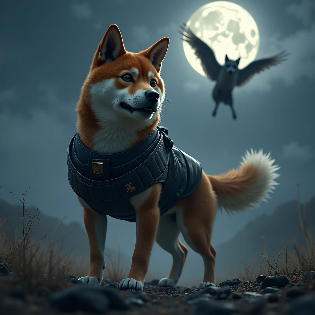 battle、狂dog、柴dog、fight、Scouter、warrior、battlefield、wing、fly、cool、dog、dog、Bulletproof vest、night、Lonely、Real、3d、Edo Period、high resolution、real