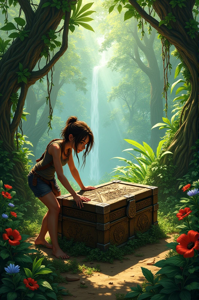 Lara and Max discovered a chest in the jungle 