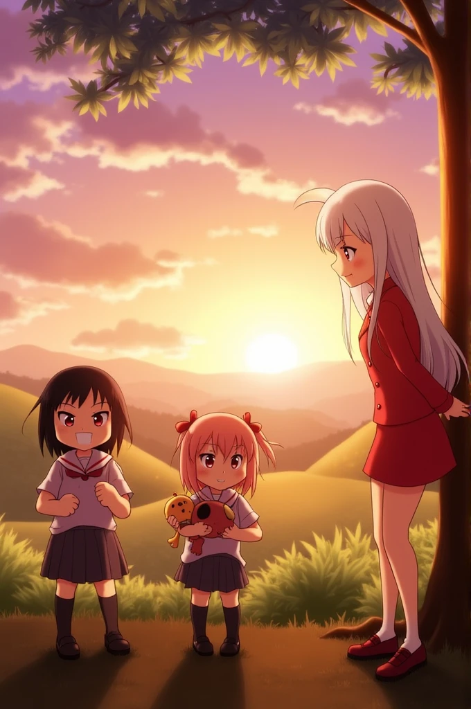 Nagatoro in the sunset with Anya forger and zero two
