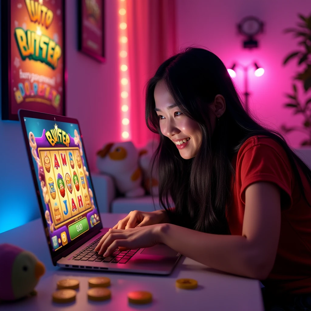 Asian Girl Cute Play Slot Gambling online
