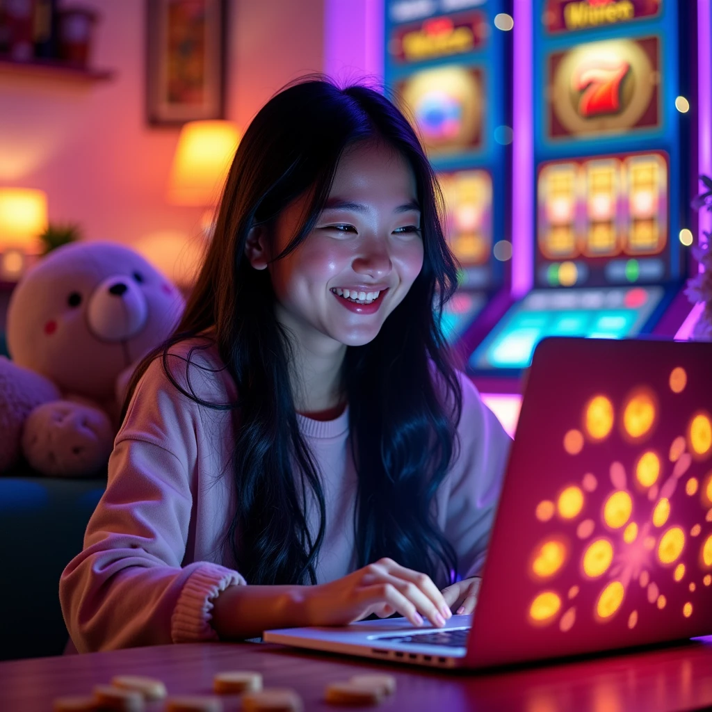 Asian Girl Cute Play Slot Gambling online