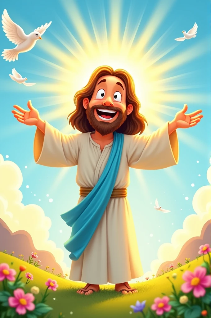 A happy Jesus cartoon image