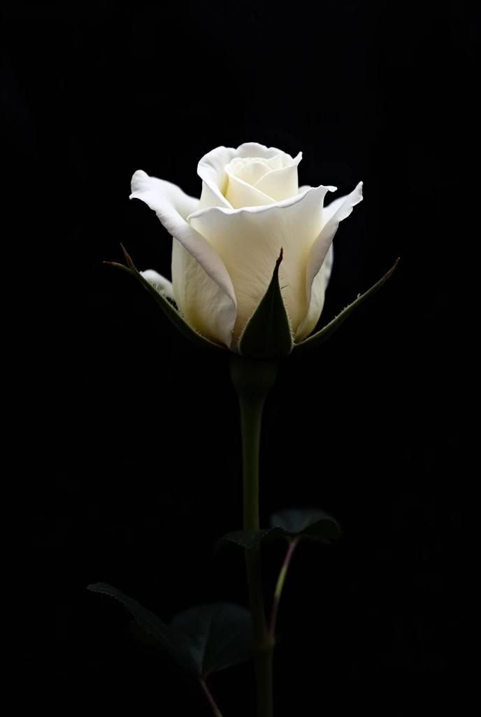 White rose with black background silhouette 
