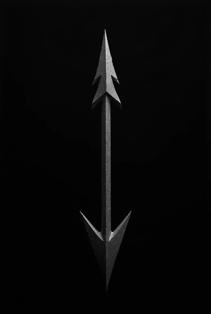 I want a simple image of a carved arrow crossing the screen from top to bottom vertically.. The white arrow as if drawn by graphite. Completely black background