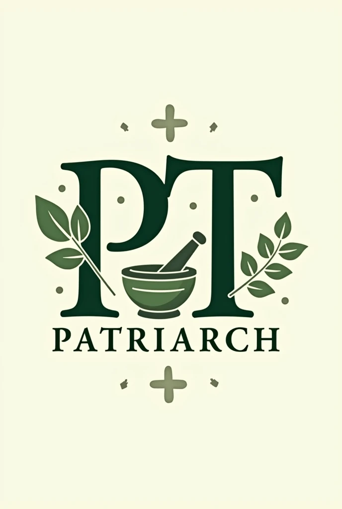 logo for a drugstore with more initials PT patriarch 