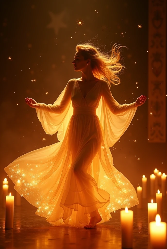 a human figure of a dancing candle flame