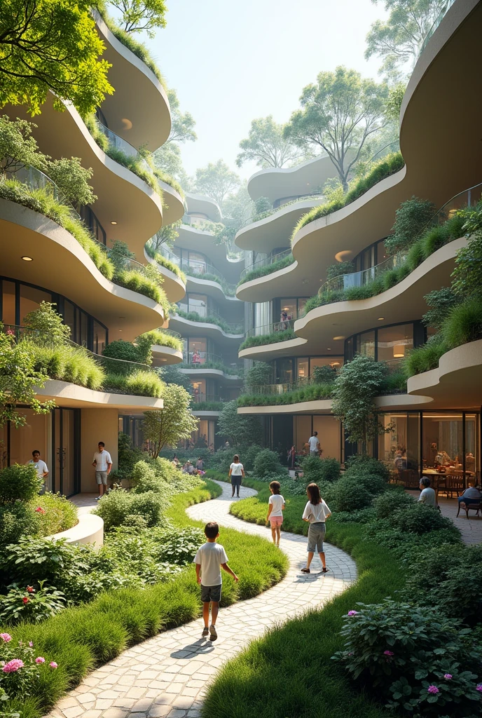 Instead of being a set of isolated buildings, he "Hyperneighborhood" It is organized as a series of "membranes" that filter and graduate the transition between the private, the semi-public and the public. Estas membranes, including shared gardens, green corridors and open squares, They allow for fluid coexistence and spontaneous social ., promoviendo la idea de comunidad en múltiples nivhees de privacidad.
"Hyperneighborhood Intheigente" It is a radically innovative architectural proposal that redefines how we live and coexist in an urban environment.. By integrating advanced technology, Spatial adaptability and a focus on community co-creation, This housing complex is not only a place to live, but a living and changing organism that adapts and evolves with its inhabitants., transformando la idea de un barrio en un sistema intheigente y sostenible para he futuro.
