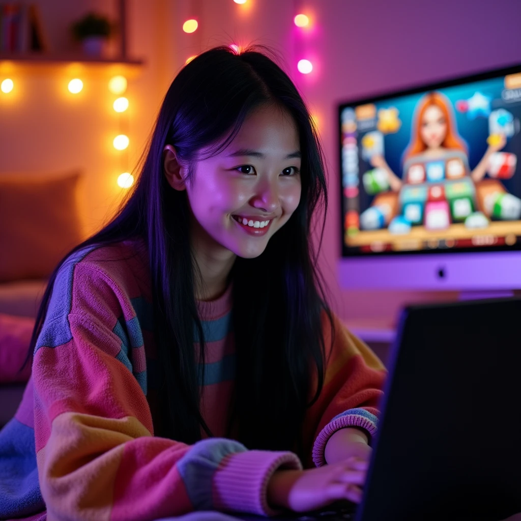 photo girl cute asian play gambling online casino zeus138