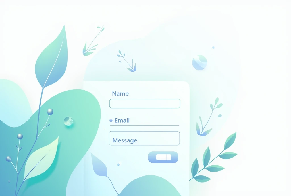 illustration, section formulaire contact, bleu vert