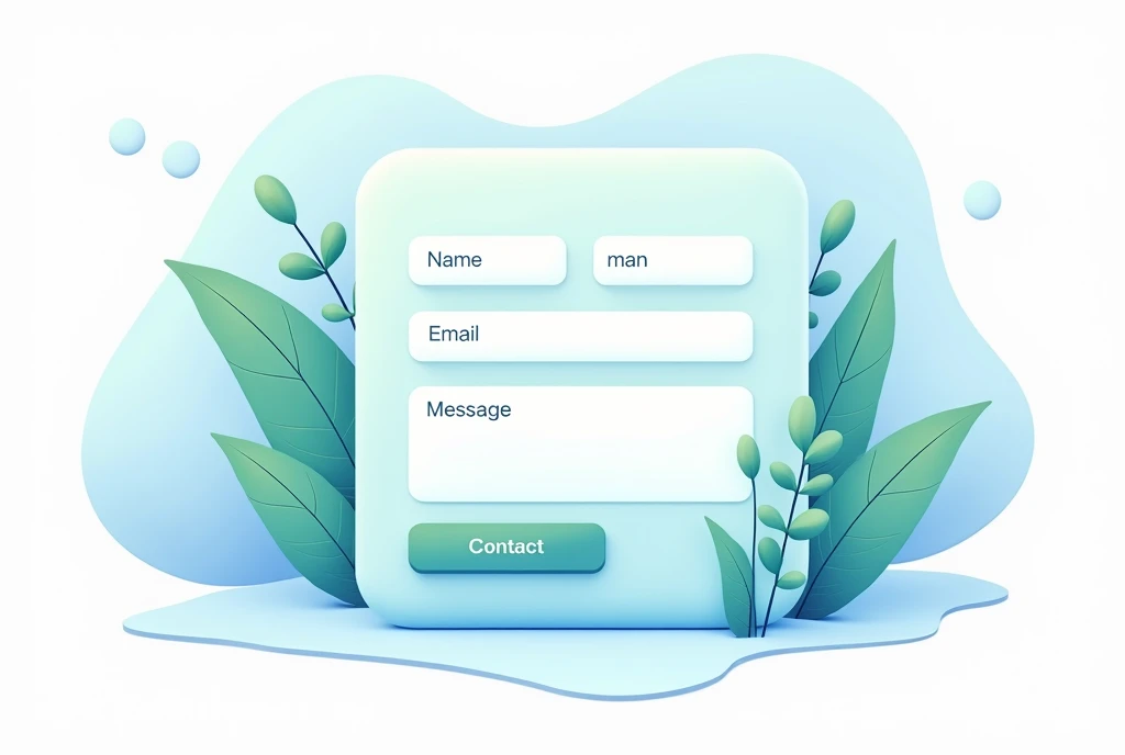 illustration, section formulaire contact, bleu vert