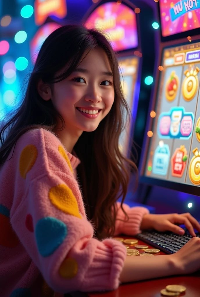 Asian Girl Cute Play Slot Gambling online
