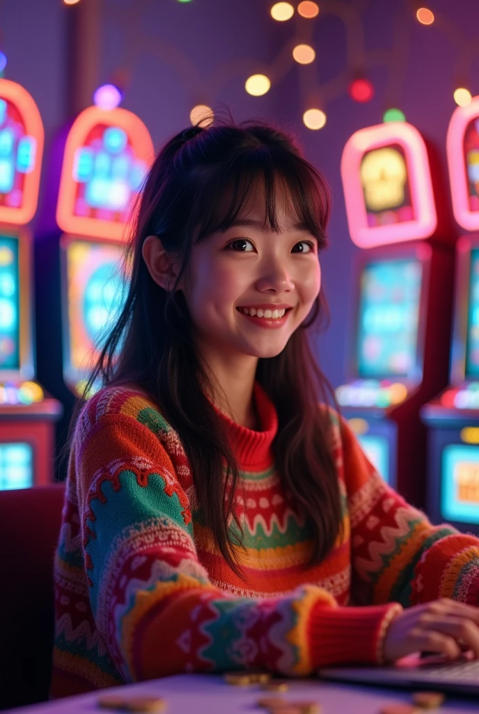 Asian Girl Cute Play Slot Gambling online