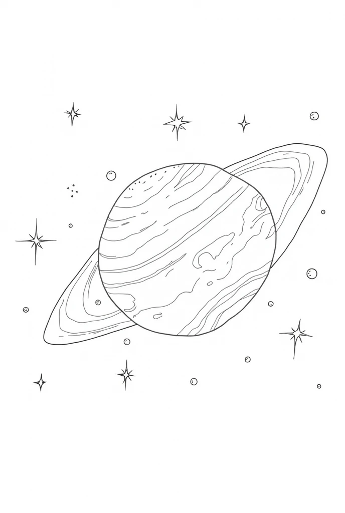 Coloring page for planet Jupiter black and white
