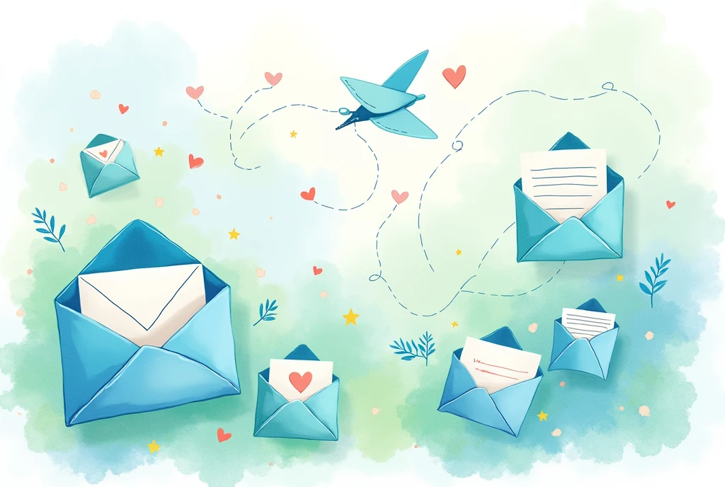 illustration, section contact, mail, bleu vert