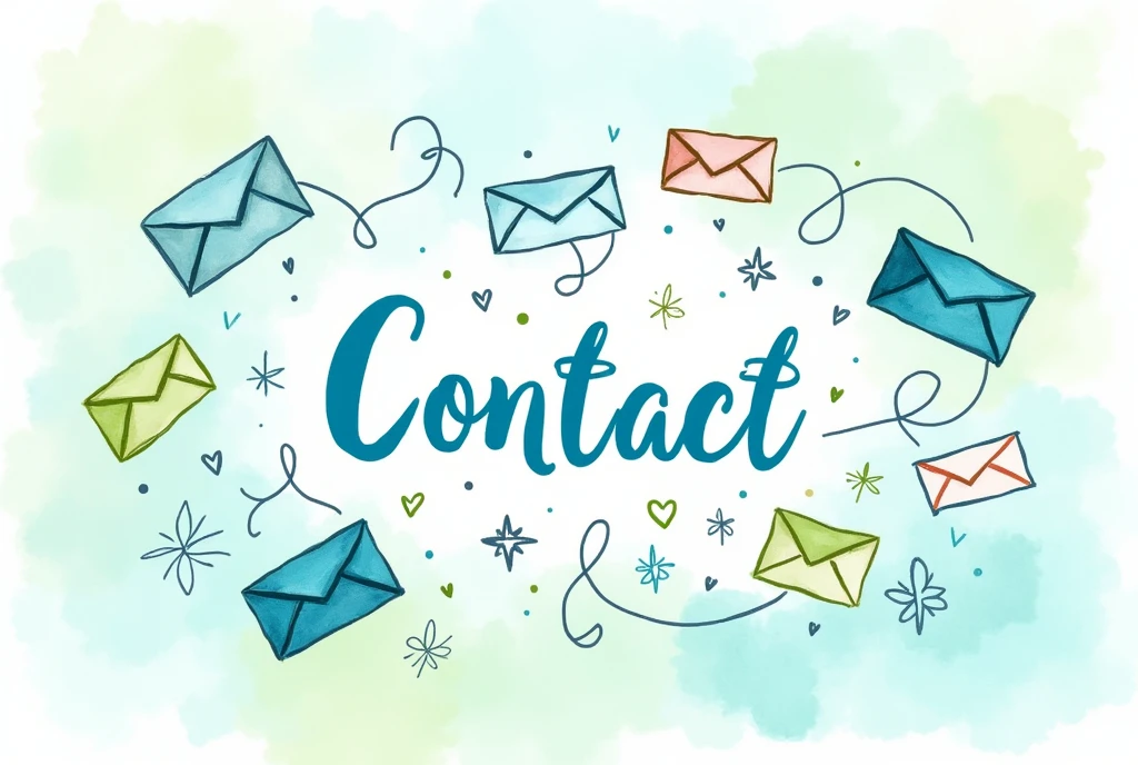 illustration, section contact, mail, bleu vert