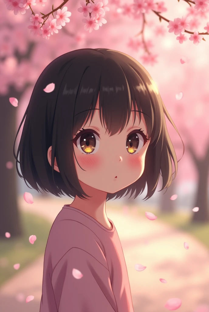 Girl with Japanese features, short black hair, height 1.50
