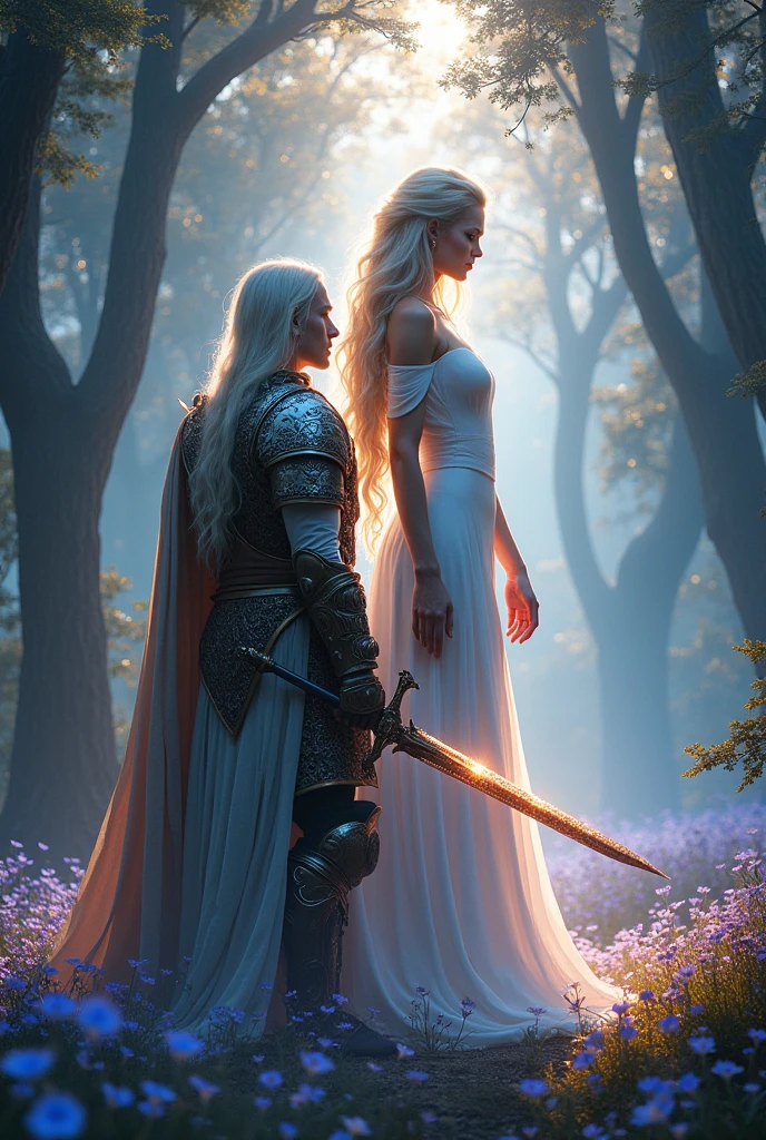 A warrior defending a goddess