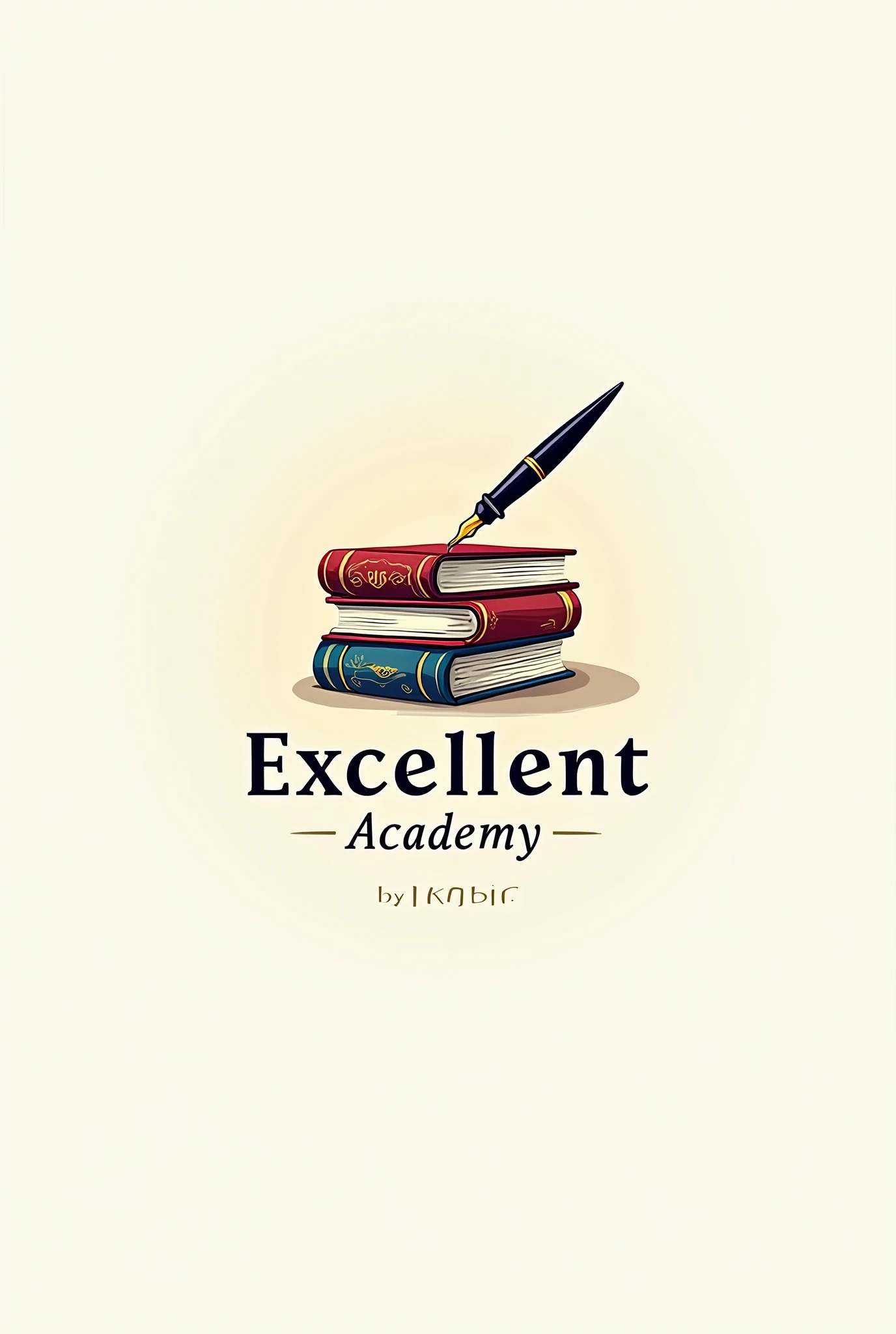 A logo for acadmy name excellent acadey with beautiful books and pen
Under written acadmy by Kabir