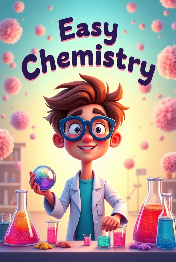 Create an image that is the cover of a podcast but its title is " easy chemistry" from Spotify that has images of sugar also the lyrics in Spanish