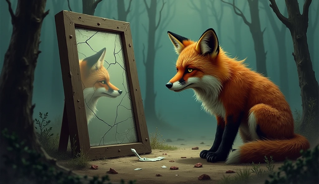 FOX LOOKING IN THE MIRROR ALL UGLY OVER HORRIBLE WEAK