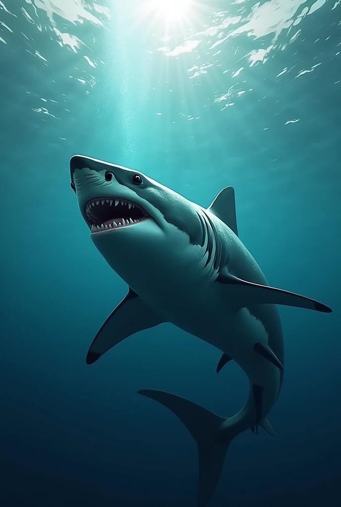Logo of God taming a shark 