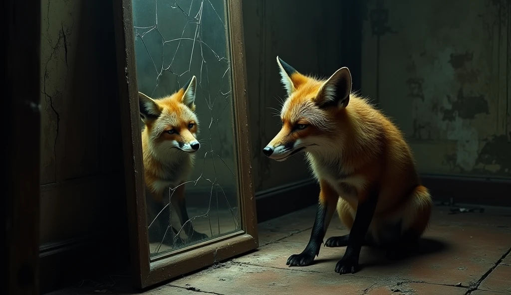 FOX LOOKING IN THE MIRROR ALL UGLY FINISHED HORRIBLE WEAK DEFEATED OLD