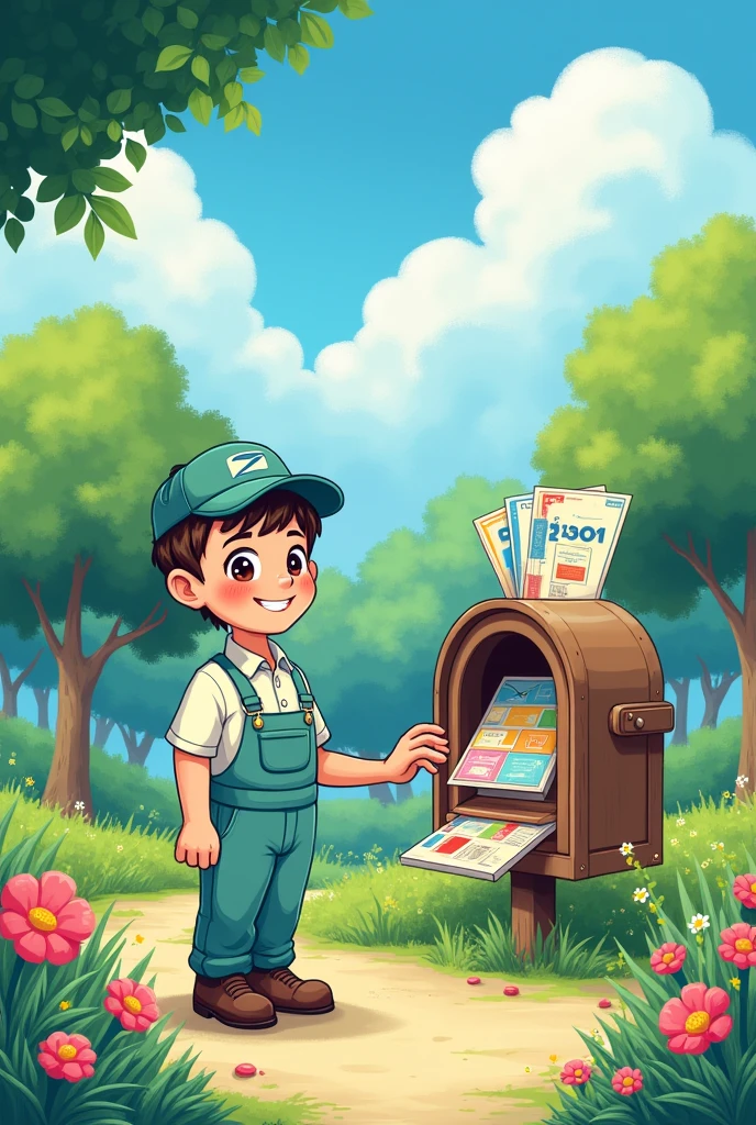 illustration section contact, mail centrer, simple, nature, bleu vert
