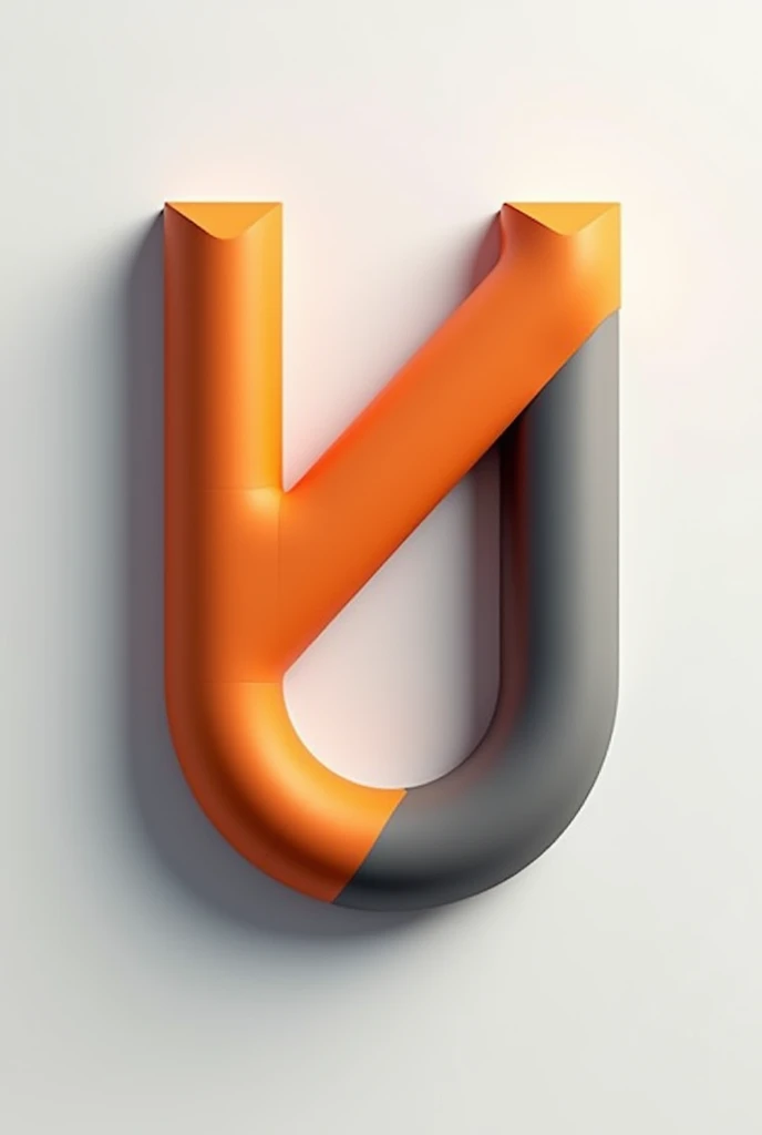 Make a monogram with the letters LU separated from each other by touching only one part, with the colors in orange and gray, in 3d with shadow
