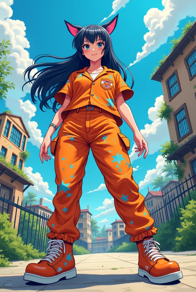 anime style medium bust thick thighs crazy but cool and harmless prisoner