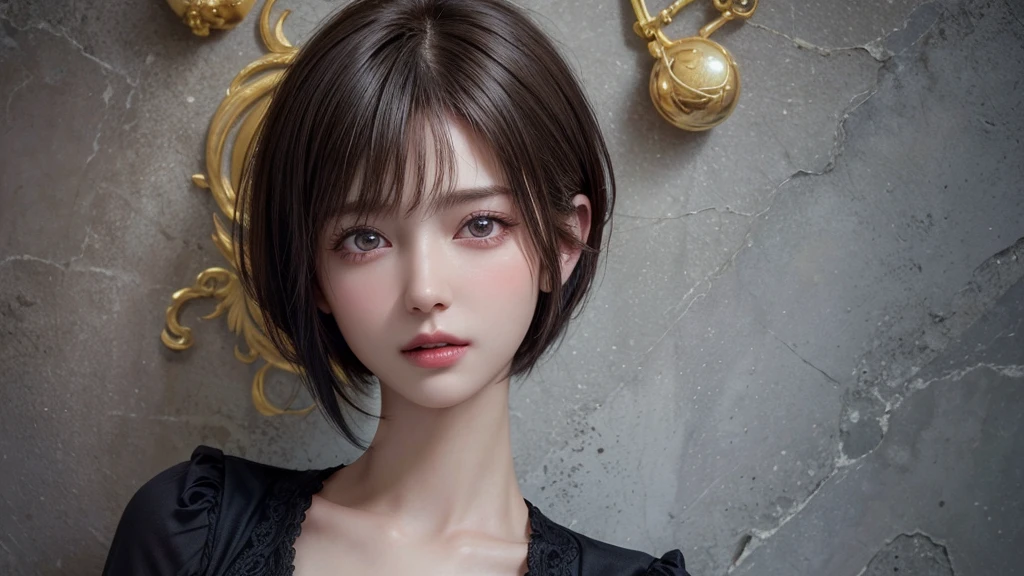 (masterpiece:1.3), ( Highest quality: 1.4),
Cinema Lighting,
(((1 person))), Beautiful Face, (Realistic Face),
Beautiful hairstyle, (short hair :1.5),
Realistic eyes, Beautiful attention to detail,
(Realistic Skin), Beautiful Skin,
(blouse),
Absurd, Charm,
Ultra-high resolution, Ultra-realistic, Very detailed,
Golden Ratio,