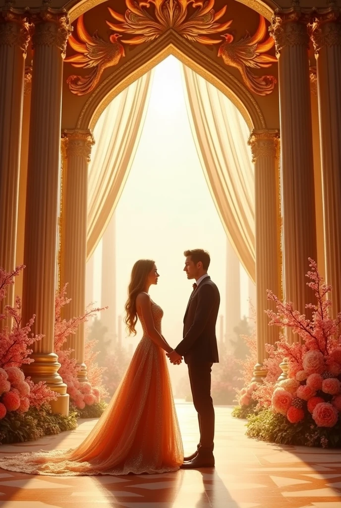 Engagement announcement of a blonde princess and a man with long golden hair in the Phoenix Palace