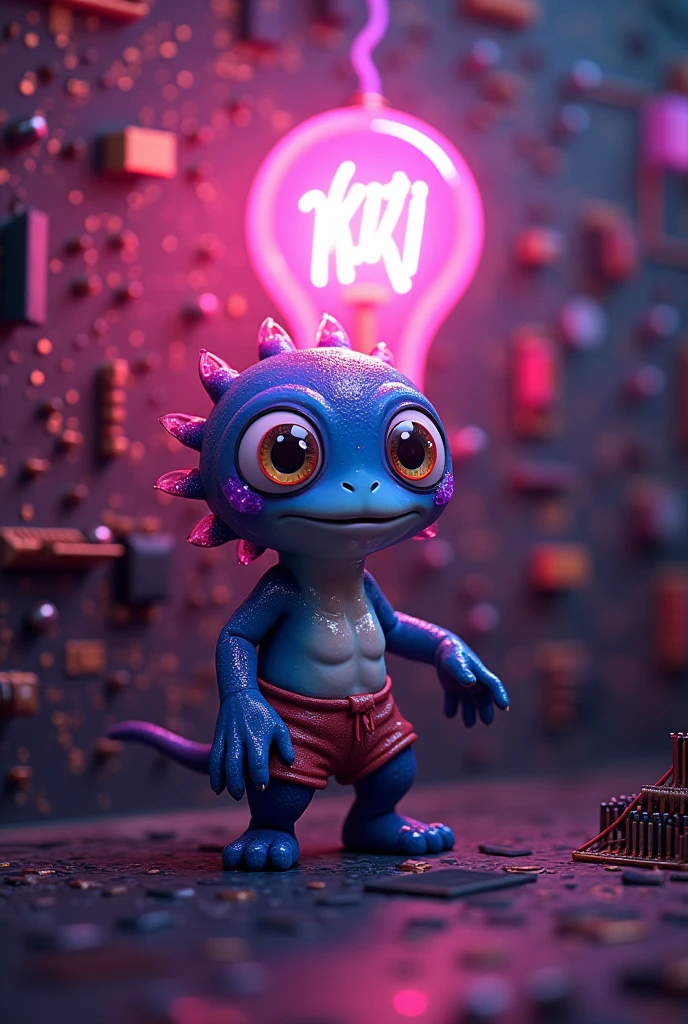 (霓虹Light bulb),circuit board,colored nipples,cores luminescentes,Light bulb,Kizi,looking at the camera,slime Kizi,Flowy shorts,towards the wall,grandes olhos redondos,enchanting,(ultra HD, work of art, precise, anatomically correcte, texturized skin, high détail, high qualiy, The awardee, 8k)