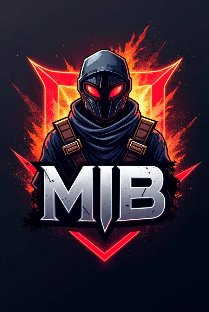 Create a professional sports logo for a Free Fire team named 'MIB'. The logo must be unique and never seen before.