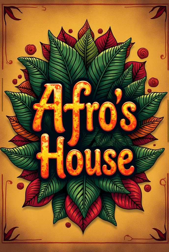 a written logo "afro's house" com vibe africana