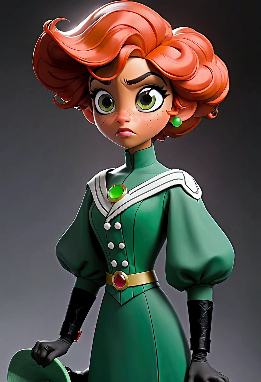 Starfire (Teen Titans Go) as a slutty teenage redhead Gibson Girl. Year 1904. 1900_dr3ss and hat. Big green eyes