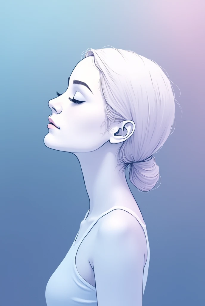 illustration portrait sophorologue, dessin très simple non detaillé, ton bleu violet