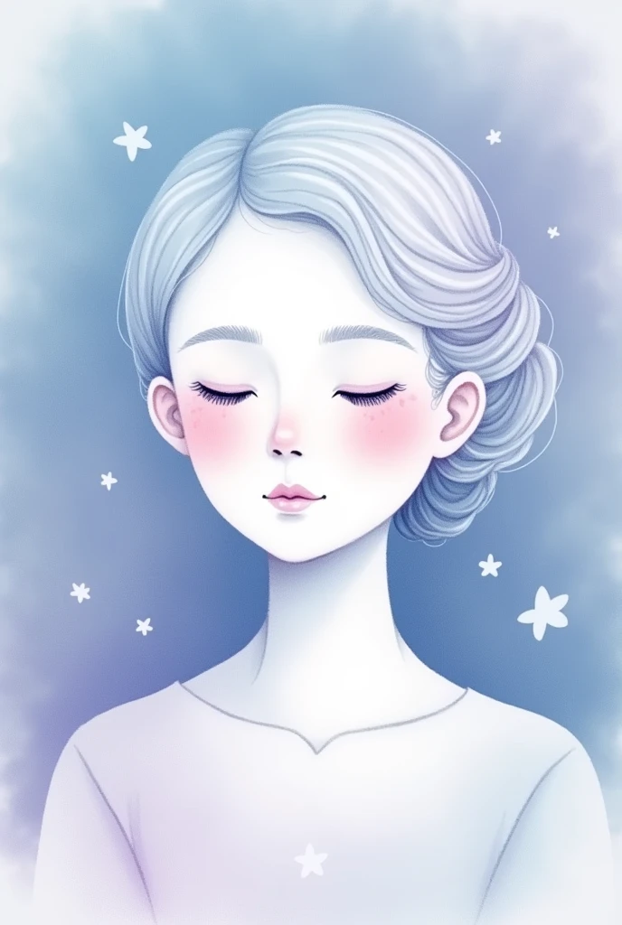 illustration portrait sophorologue, dessin très simple non detaillé, ton bleu violet