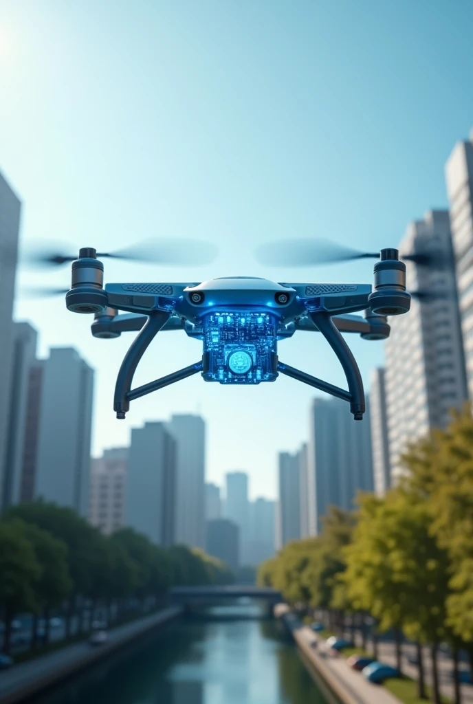 Blue drone with x-ray from below
