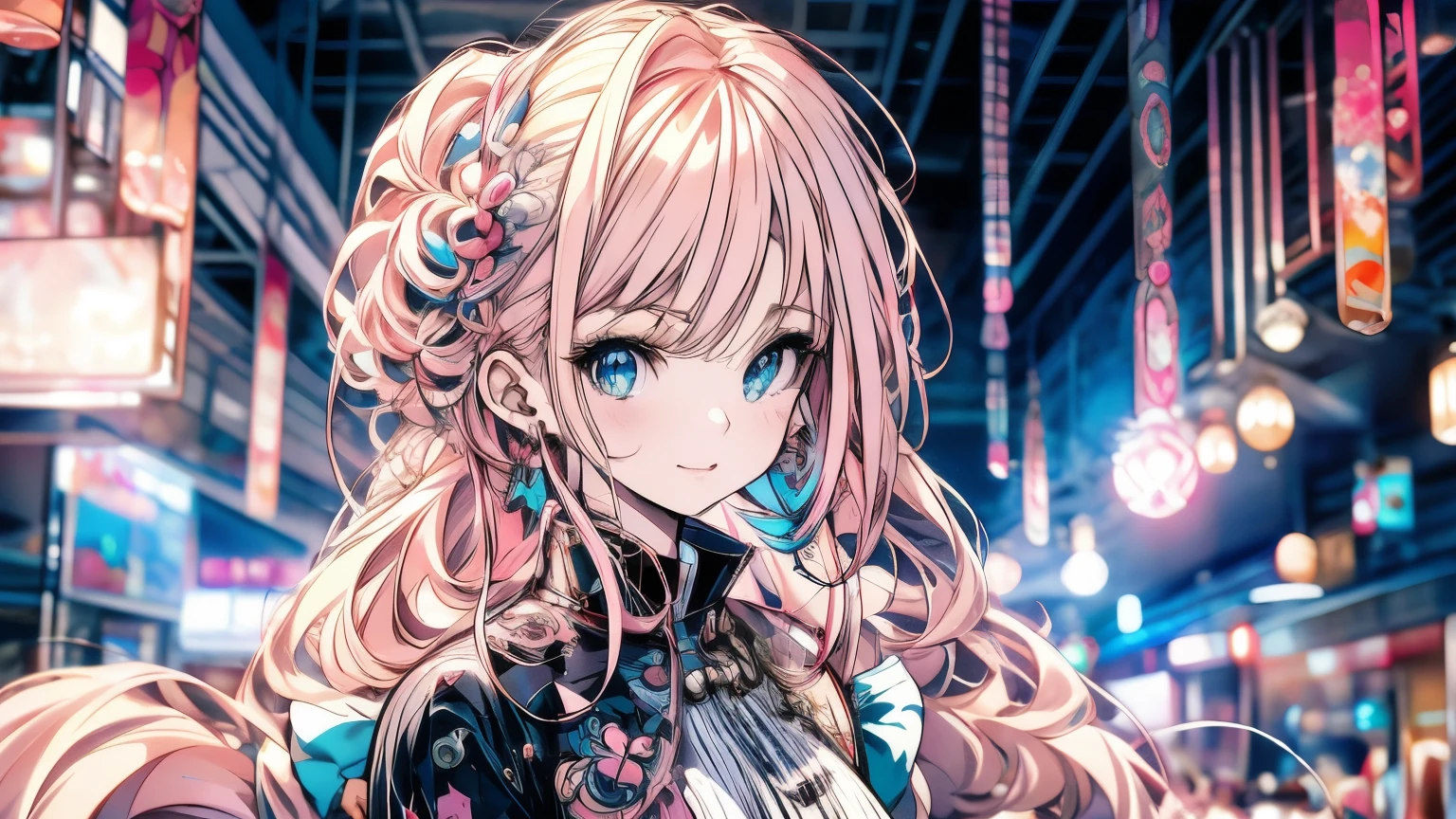 Anime girl with pink hair and blue eyes standing in front of a mirror., 4K anime style, detailed digital anime art, beautiful animated portrait, detailed portrait of anime girl, Pink hair and cyan eyes., anime art wallpaper 4k, anime art wallpaper 4k, cute anime girl portrait, anime girl portrait, 4k anime wallpaper, cute anime girl portraits