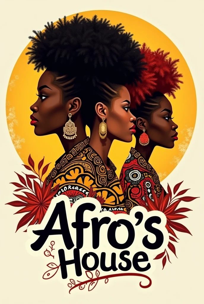 A written hair salon logo "afro's house" com vibe africana