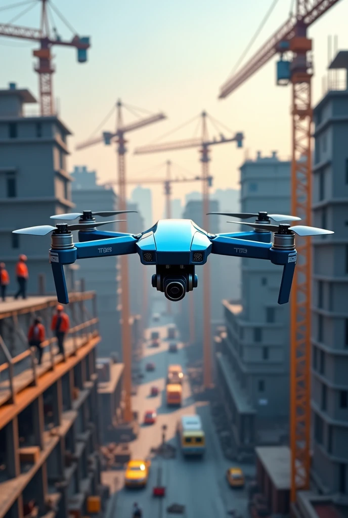Blue construction drone