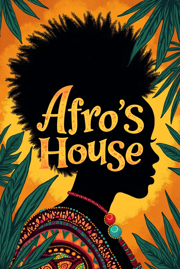 A written hair salon logo "afro's house" com vibe africana