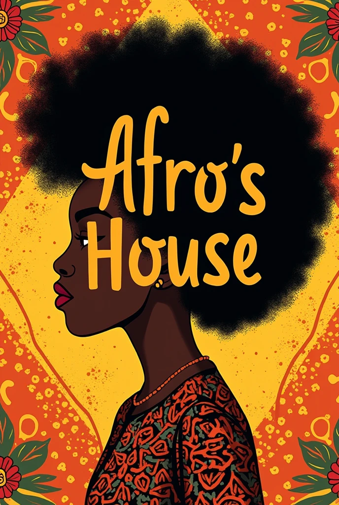 A written hair salon logo "afro's house" com vibe africana