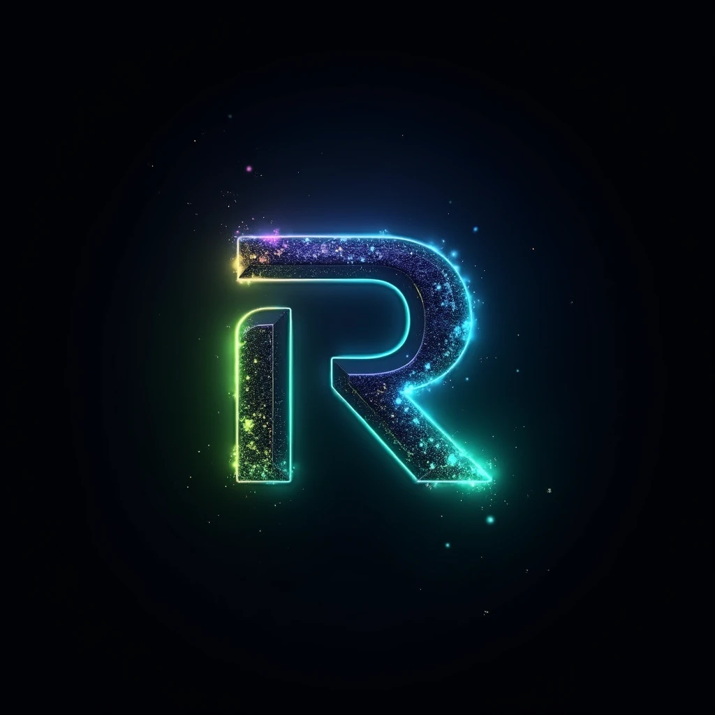 Logo with phosphorescent colors based on the letter R