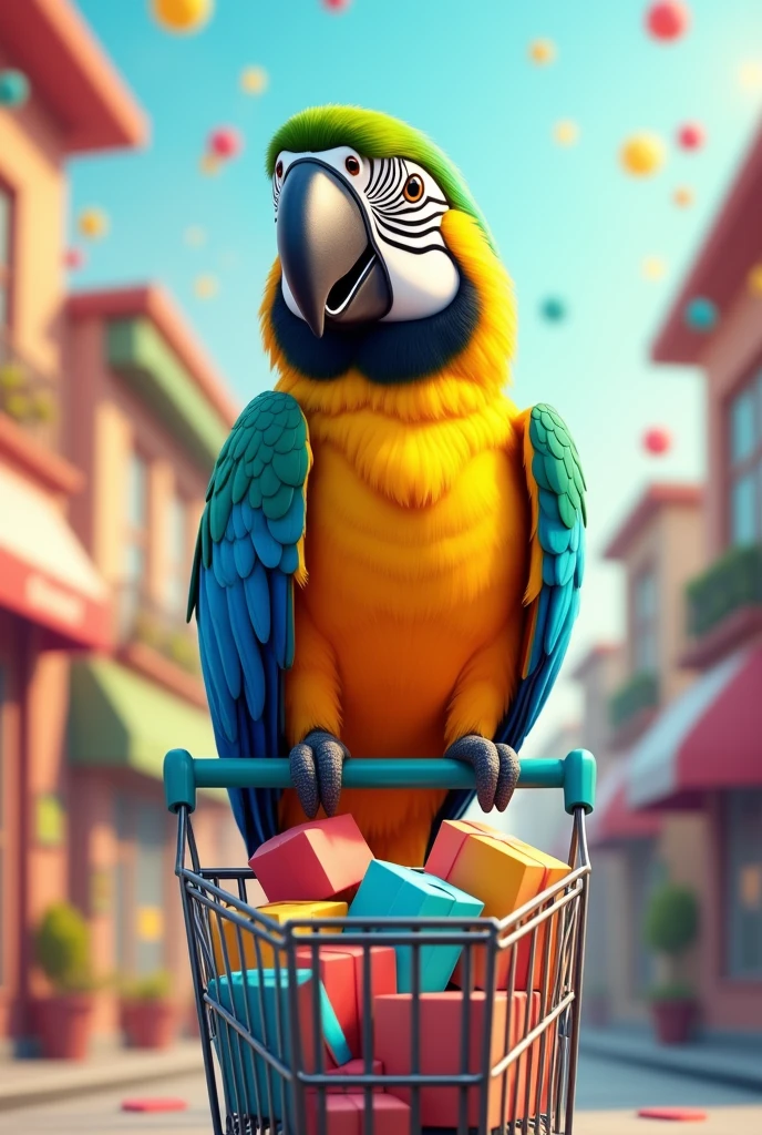 A mascot for an e-commerce store, a macaw