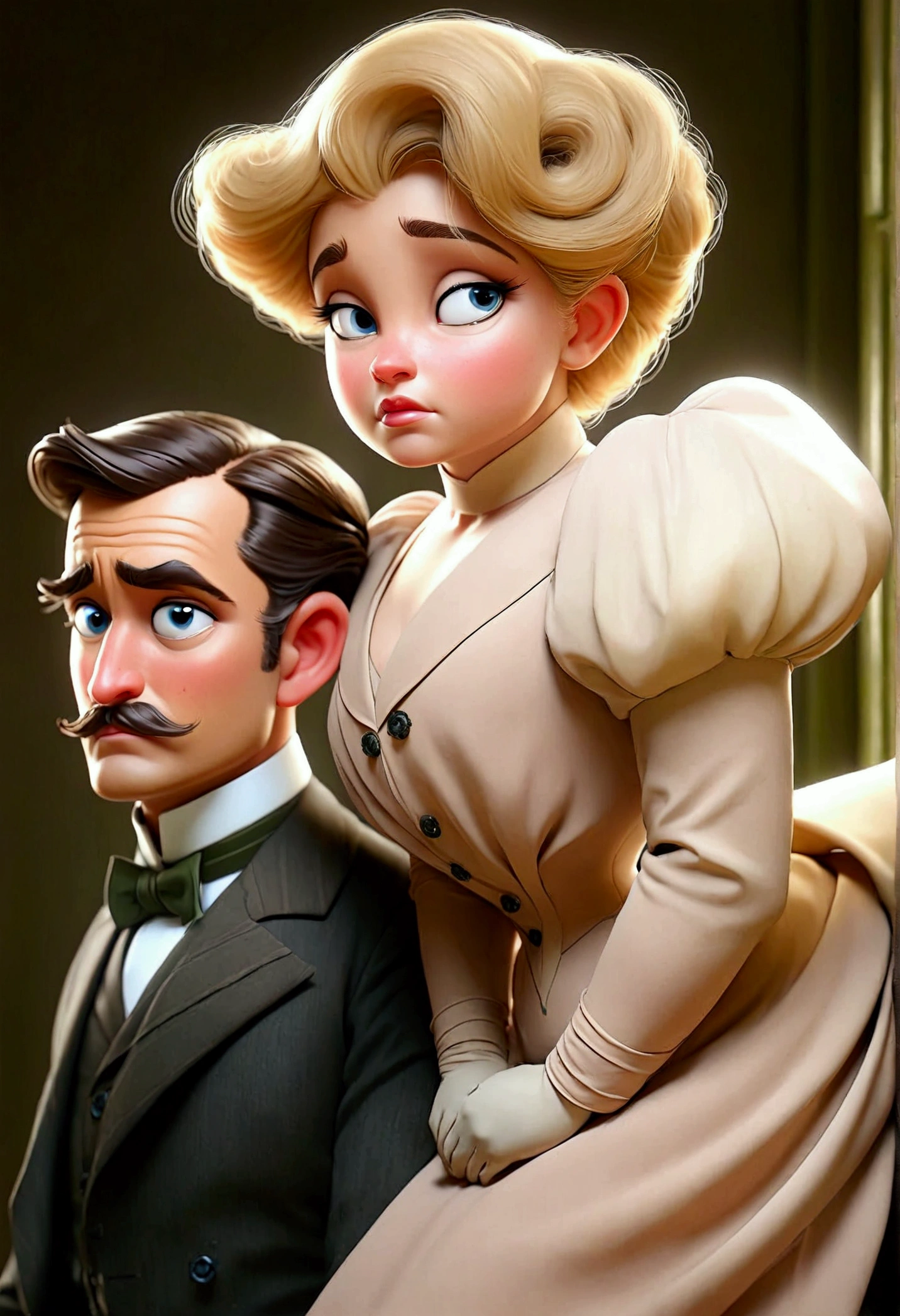 Voluptuous **** blonde Gibson Girl thot ogled at by a horny 69yo gentleman. Year 1905. 1905_dr3ss