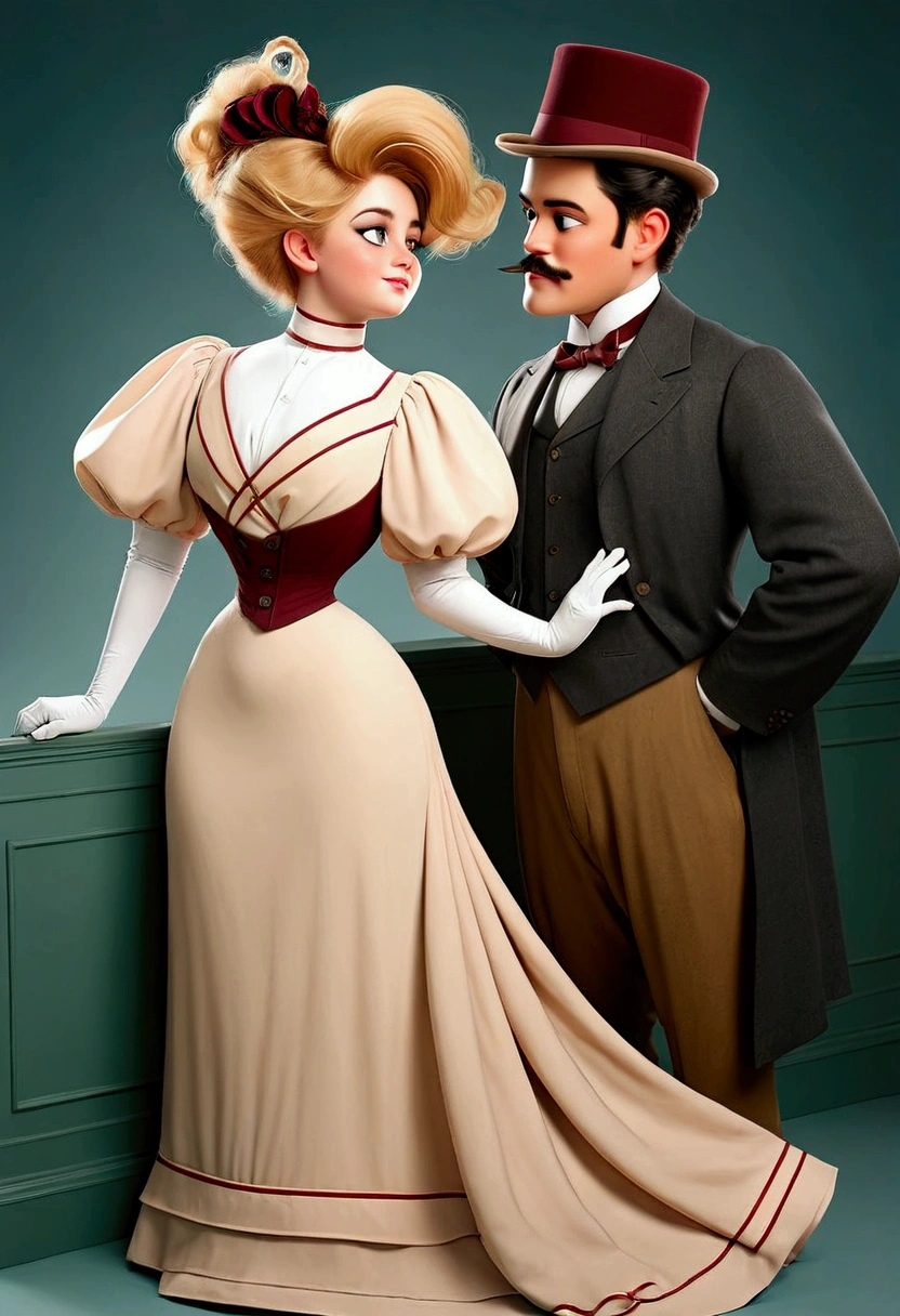 Voluptuous  blonde Gibson Girl thot ogled at by a horny 69yo gentleman. Year 1905. 1905_dr3ss